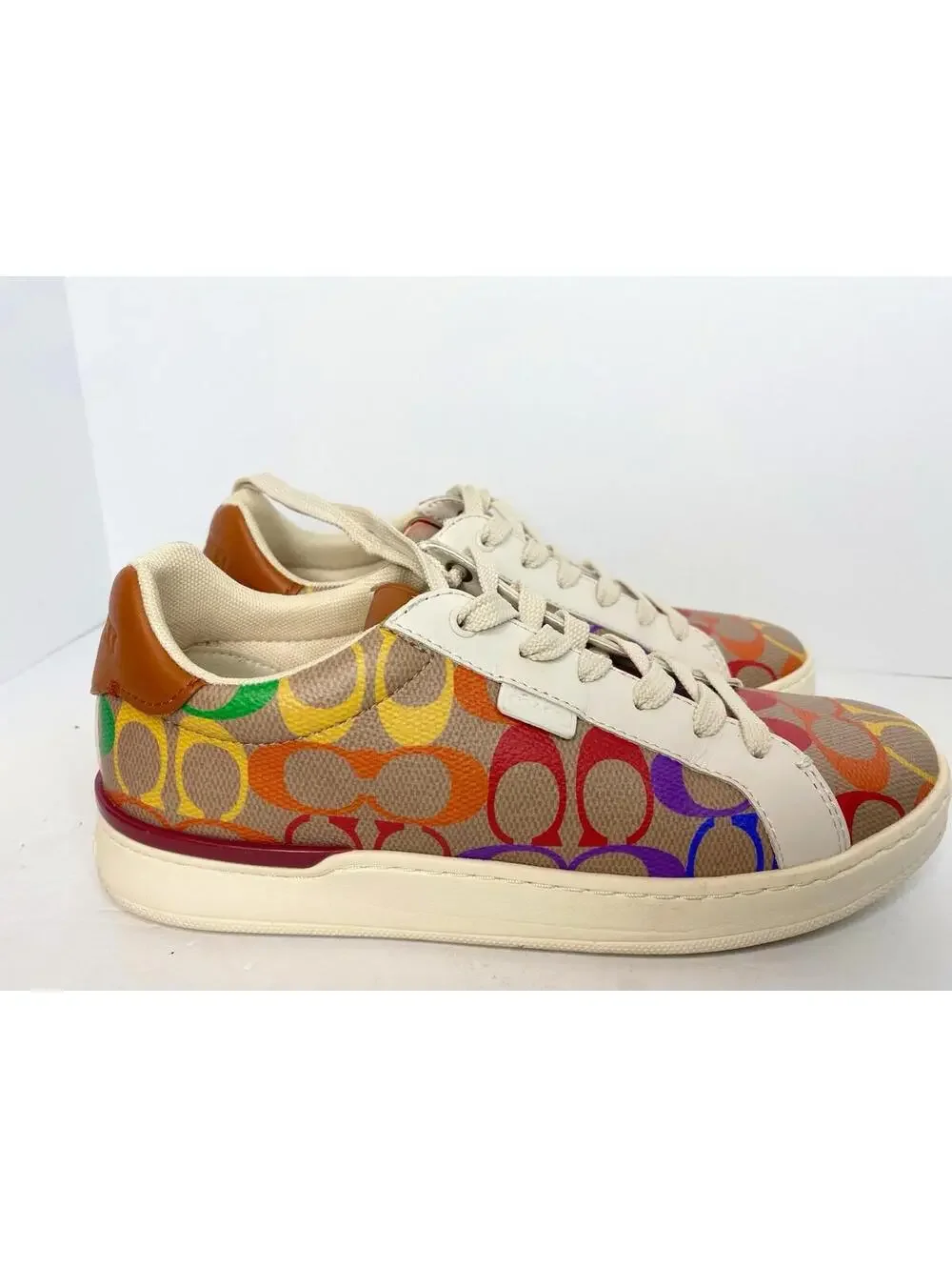 Coach Monogram Lowline Ladies Rainbow Coated Canvas Sneakers 7.5 B